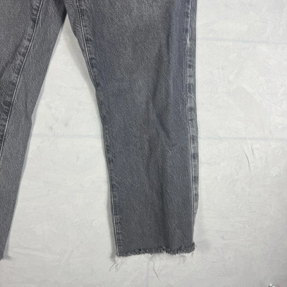 PacSun Womens Straight Jeans Dark Gray Denim Fray‎ Raw Hem High Rise Outdoor 28